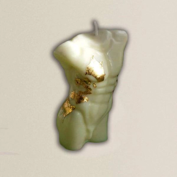 Lumanare corp barbat, crem - gold, 9,5 cm