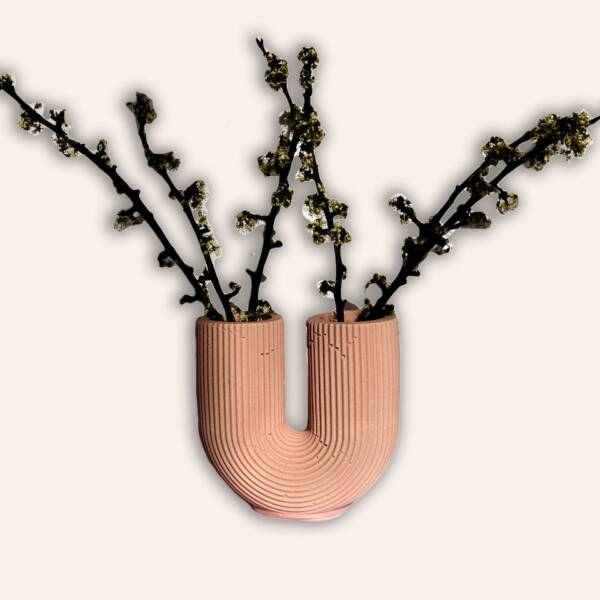 Vaza Nordic forma U roz 9 cm